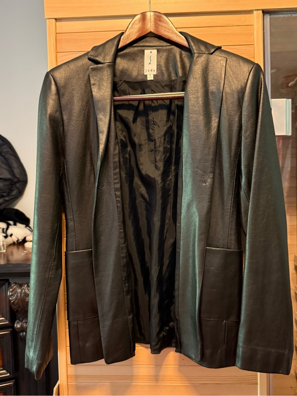 Jade Black Leather Blazer Jacket